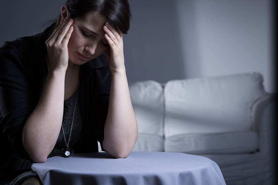 Crying widow having trauma after her husband's death